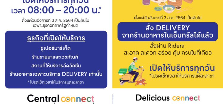 ศูนย์การค้าเซ็นทรัล 21 แห่ง ผนึกพันธมิตรร้านอาหารชั้นนำ เสิร์ฟความอร่อยจากร้านดังส่งตรงถึงบ้าน